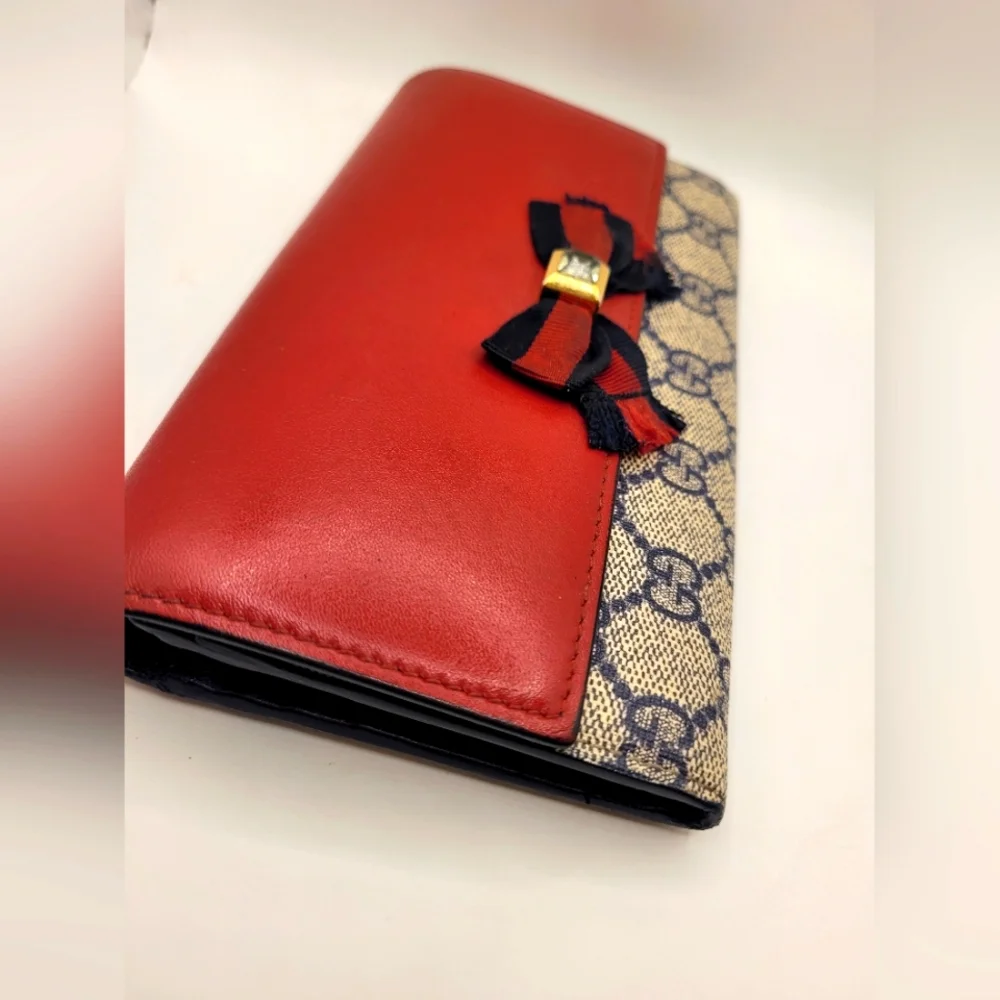 GUCCI Grosgrain Continental  Long Webline Ribbon Leather Wallet